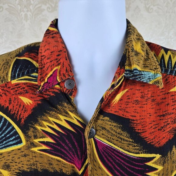 Bossman Size Medium Colorful Abstract Pattern Button Down Shirt Chest Pocket VTG - Picture 2 of 13